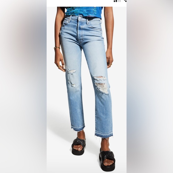 MOTHER High Waisted Hiker Hover Undone Denim On My Knees Jeans🔥 - Picture 5 of 16